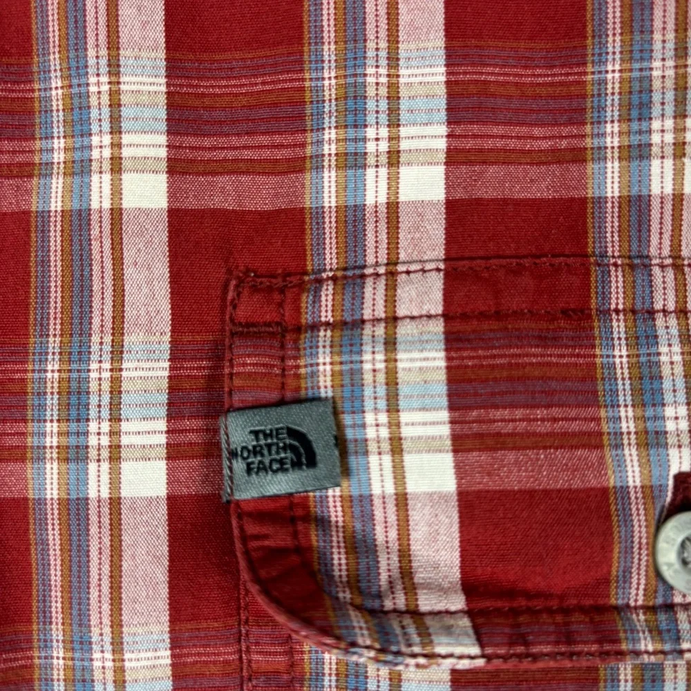 The North Face, Shirt Size L, Red/Gray, A5 Series, Button Up, Plaid, Long Sleeve